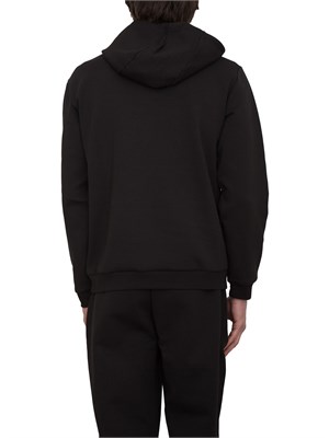 EA7 EMPORIO ARMANI Felpa con cappuccio EA7 in interlock di misto cotone nero in UOMO