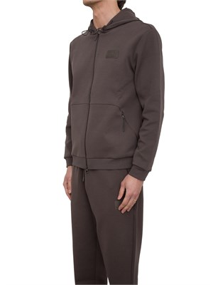 EA7 EMPORIO ARMANI Felpa con cappuccio EA7 in interlock di misto cotone taupe in UOMO