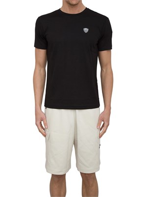 EA7 EMPORIO ARMANI T-shirt EA7 girocollo Premium Shield in misto viscosa stretch nero in UOMO