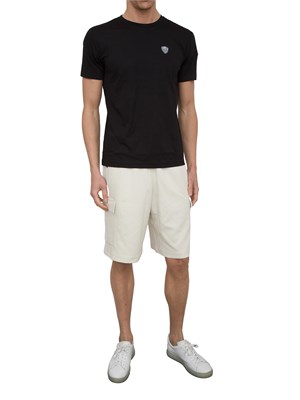 EA7 EMPORIO ARMANI T-shirt EA7 girocollo Premium Shield in misto viscosa stretch nero in UOMO