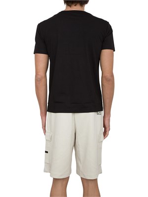 EA7 EMPORIO ARMANI T-shirt EA7 girocollo Premium Shield in misto viscosa stretch nero in UOMO