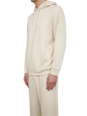 EA7 EMPORIO ARMANI Felpa con cappuccio EA7 Core Identity Unisex in misto viscosa stretch avorio in UOMO