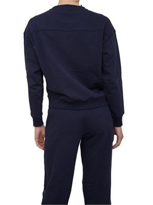 Felpa Pinko blu con girocollo e ricamo gioiello Love Birds in DONNA