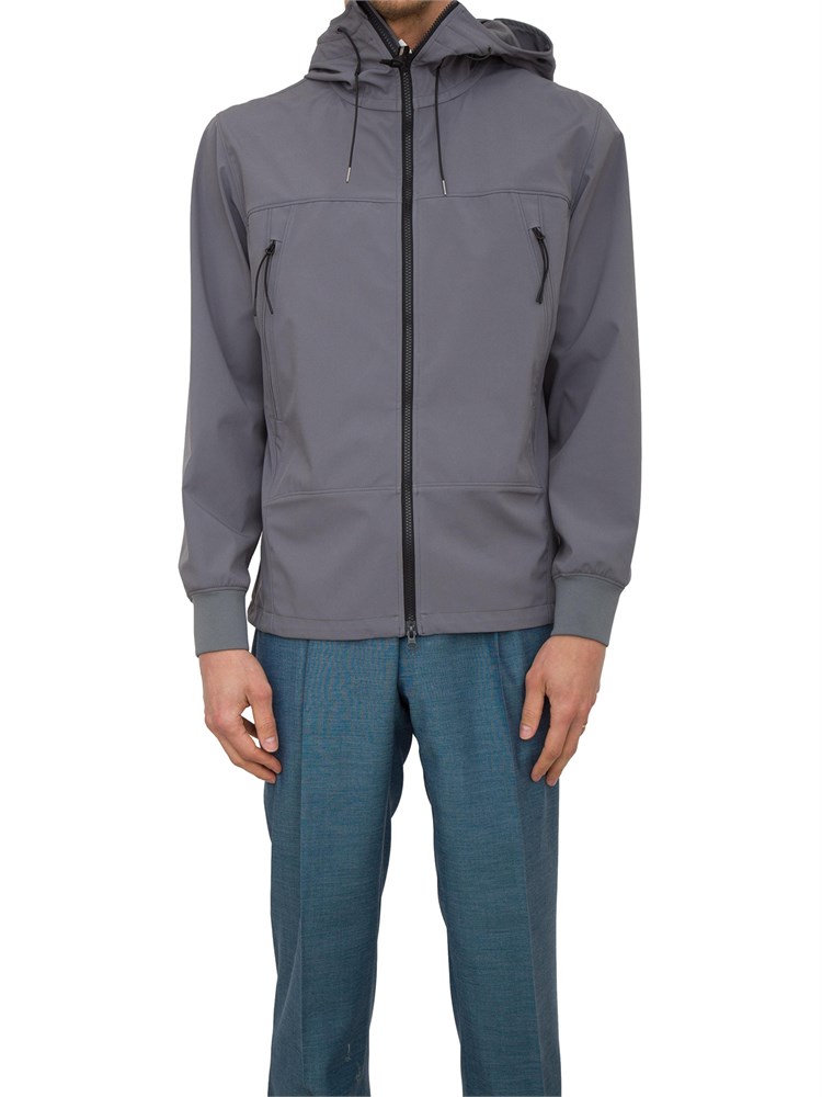 Giubbino uomo grigio C.P. Company antipioggia e antivento full zip con cappuccio