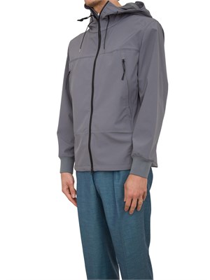 Giubbino uomo grigio C.P. Company antipioggia e antivento full zip con cappuccio in UOMO