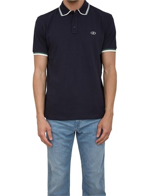 LIU JO Polo uomo Liu-jo in cotone blu con con logo a contrasto e dettaglio colletto in UOMO