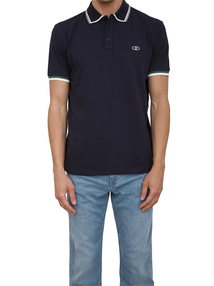 LIU JO Polo uomo Liu-jo in cotone blu con con logo a contrasto e dettaglio colletto