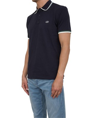LIU JO Polo uomo Liu-jo in cotone blu con con logo a contrasto e dettaglio colletto in UOMO