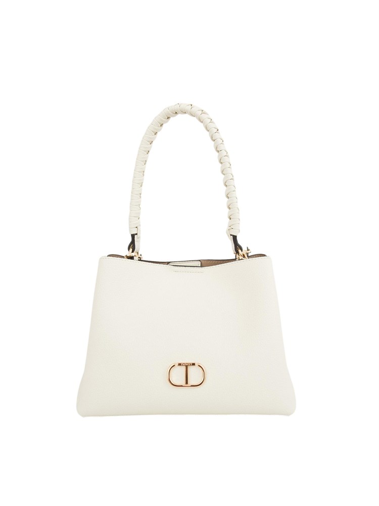 TWIN-SET Borsa a spalla avorio Twinset manico intrecciato