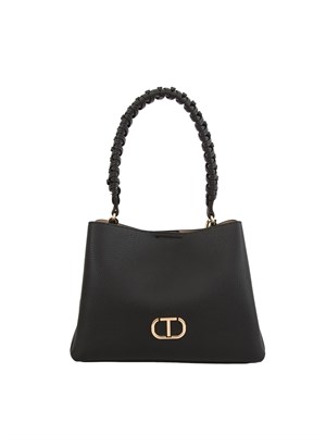 TWIN-SET Borsa a spalla nera Twinset manico intrecciato in DONNA