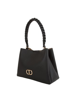 TWIN-SET Borsa a spalla nera Twinset manico intrecciato in DONNA