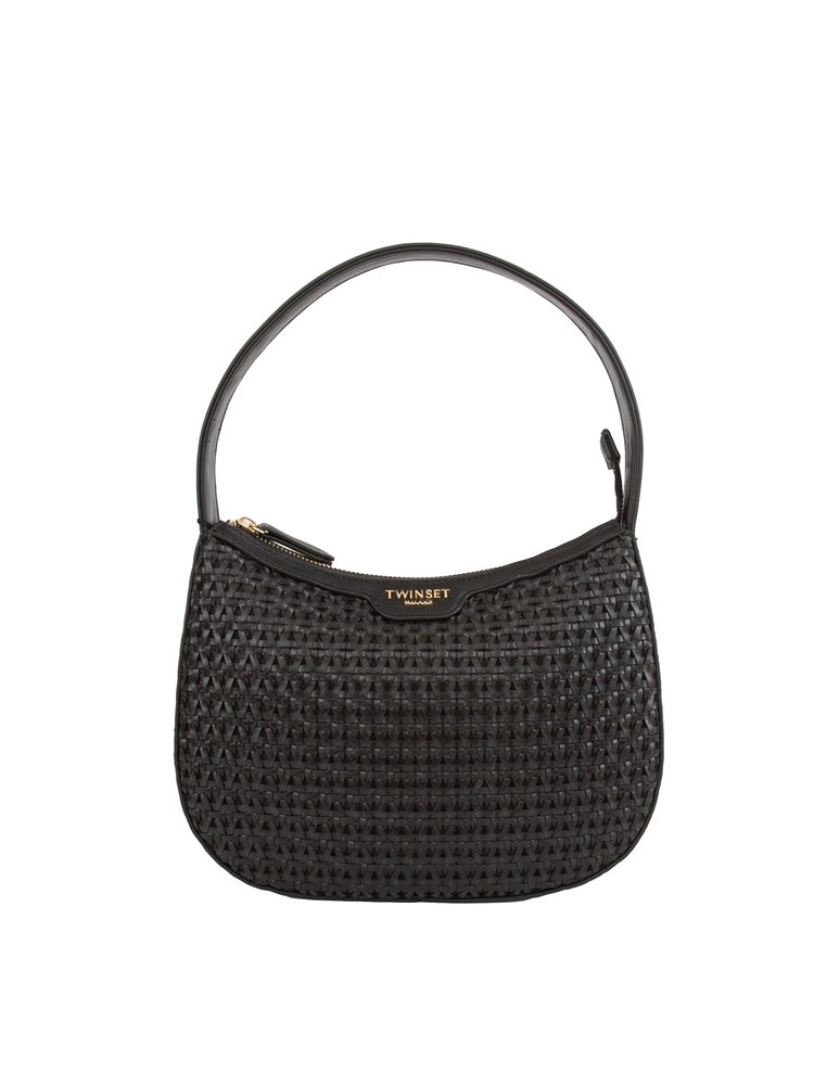 TWIN-SET Borsa hobo nera Twinset lavorazione intrecciata