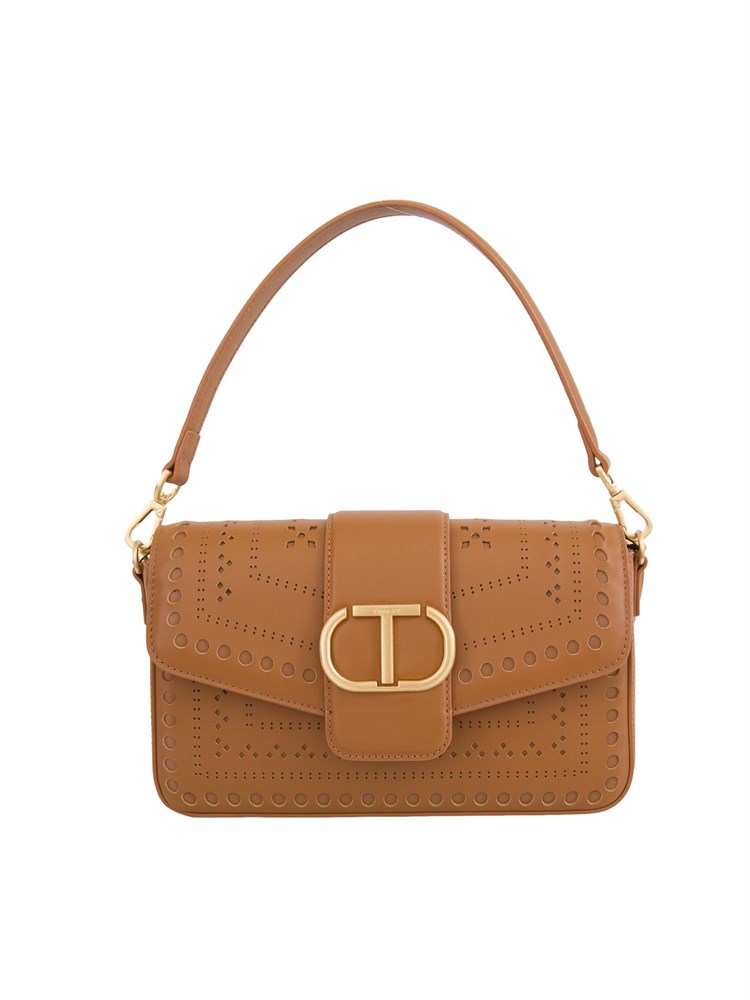 TWIN-SET Borsa a mano e tracolla cuoio Twinset lavorazione traforata