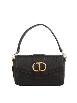 TWIN-SET Borsa a mano e tracolla nera Twinset lavorazione traforata in DONNA