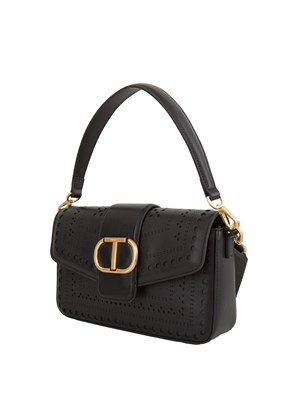 TWIN-SET Borsa a mano e tracolla nera Twinset lavorazione traforata in DONNA