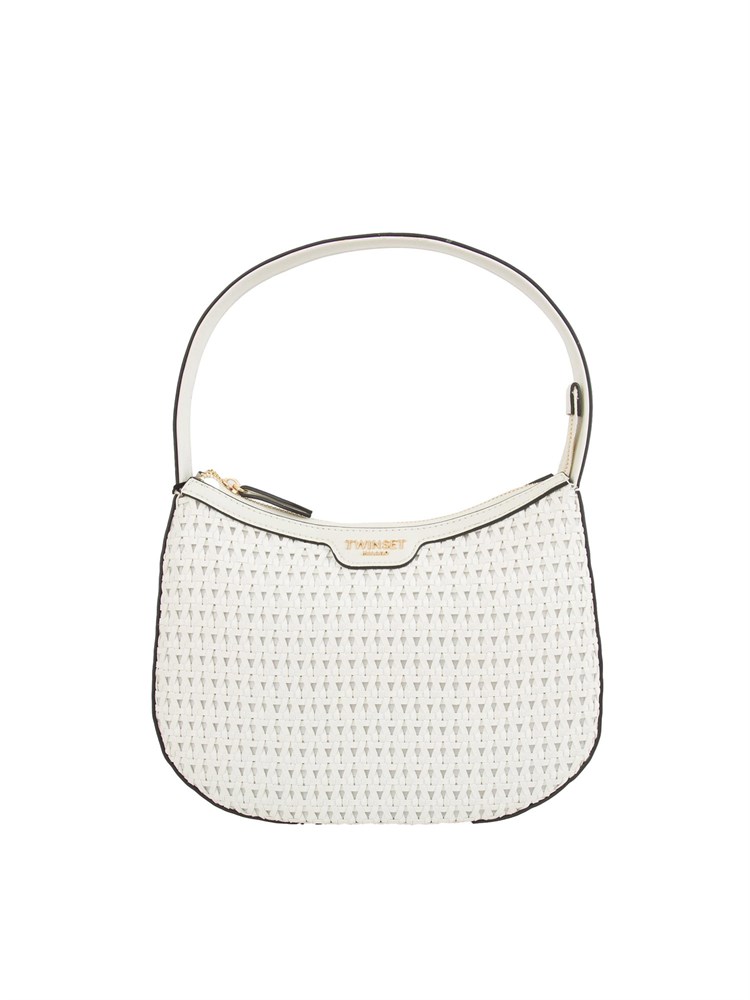 TWIN-SET Borsa hobo bianca Twinset lavorazione intrecciata