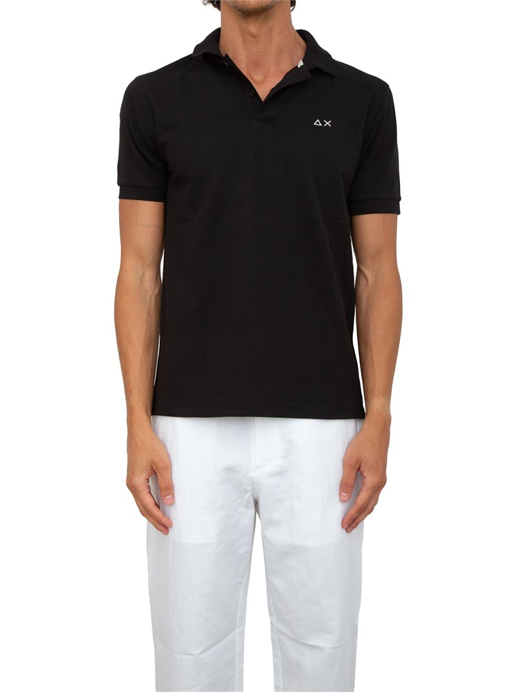 Polo Sun68 nera con logo ricamato