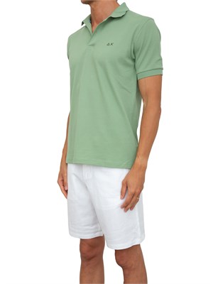 Polo Sun68 verde con logo ricamato in UOMO