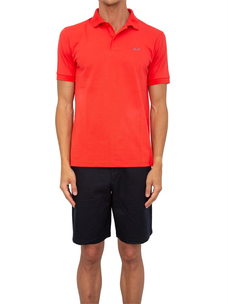 Polo Sun68 rossa con logo ricamato
