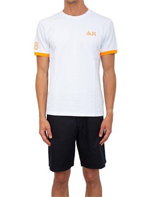 T-shirt Sun 68 in piquet bianco con ricami in UOMO