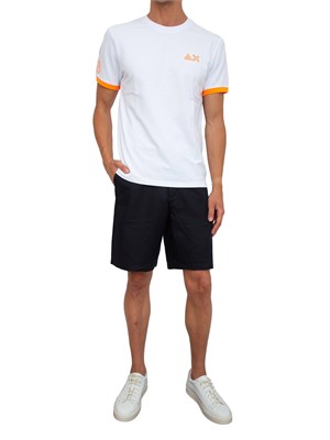 T-shirt Sun 68 in piquet bianco con ricami in UOMO