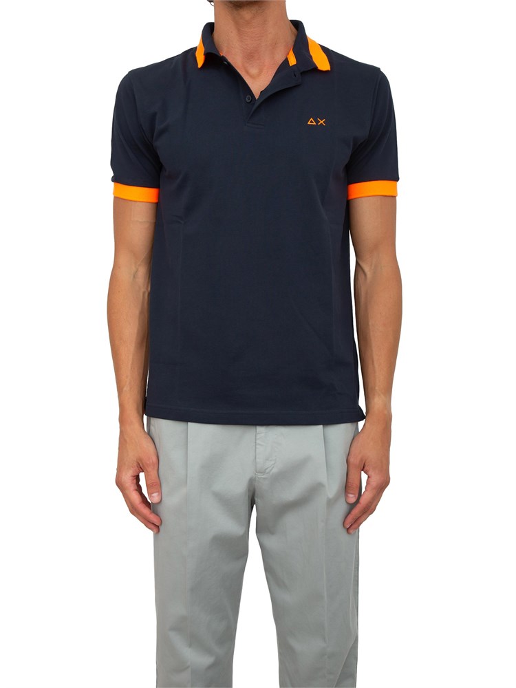 Polo Sun68 in piquet di cotone blu navy