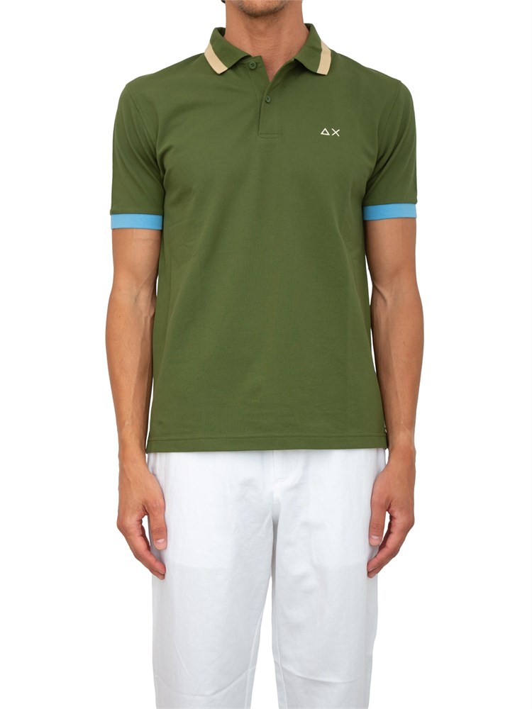 Polo Sun68 verde con maxi riga