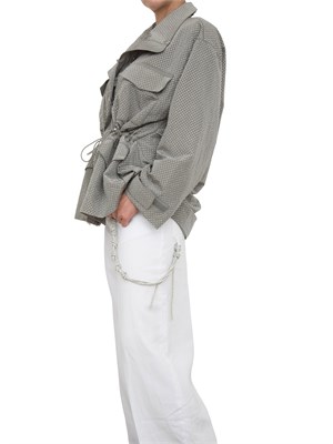 Giubbino parka donna Pinko in tessuto tecnico grigio con borchie effetto brillantini in DONNA
