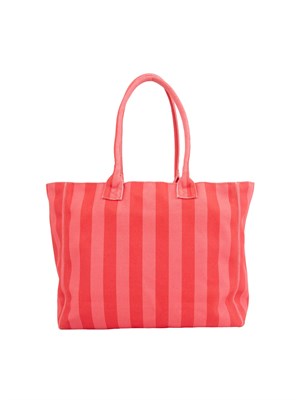 Shopping bag Liu Jo donna a righe rosa e rosse con patch logo in DONNA