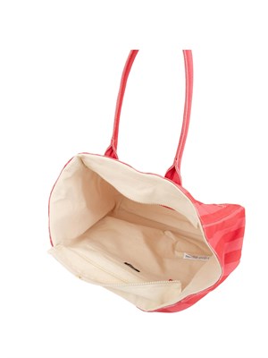 Shopping bag Liu Jo donna a righe rosa e rosse con patch logo in DONNA
