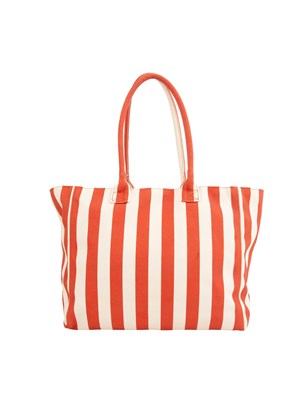 Shopping bag Liu Jo donna a righe bianche e rosse e patch logo in DONNA