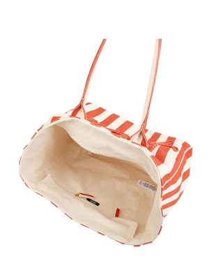 Shopping bag Liu Jo donna a righe bianche e rosse e patch logo in DONNA