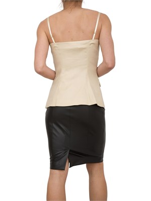 Top corsetto Guess Jeans in misto lino beige in DONNA