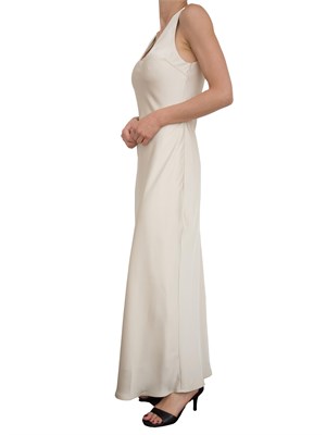 Abito lungo Kocca avorio effetto raso design minimal con catena oro in DONNA