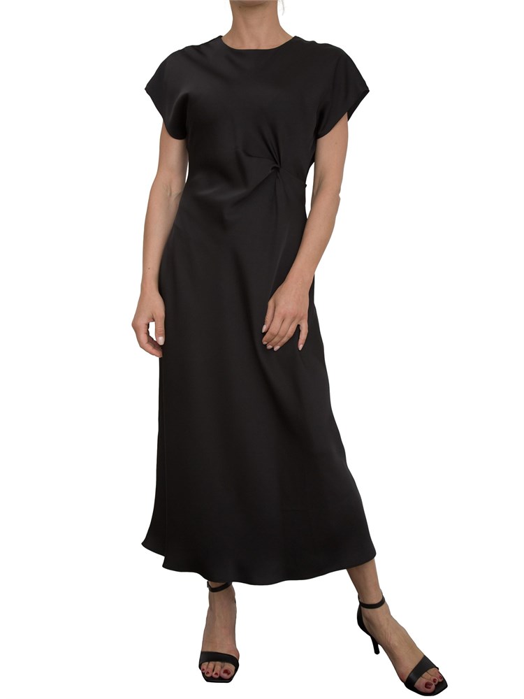 Abito elegante Kocca nero effetto raso con drappeggio
