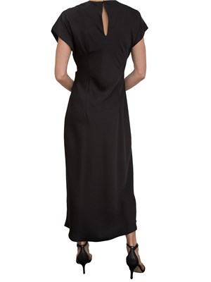 Abito elegante Kocca nero effetto raso con drappeggio in DONNA