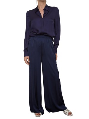 Camicia manica lunga Kocca in viscosa blu con bottoni nascosti in DONNA