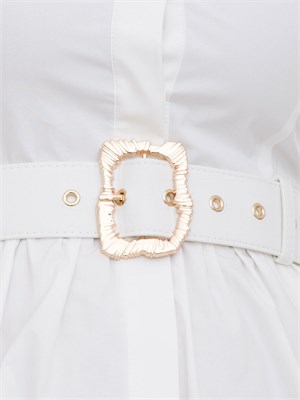 Abito corto Kocca in cotone bianco con cintura in vita e maniche corte ampie in DONNA