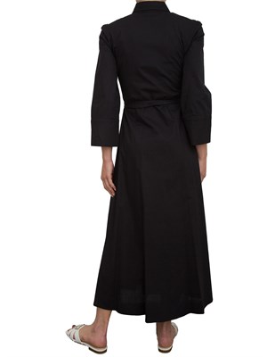 Abito lungo Kocca modello chemisier nero con paillettes tono su tono sul fondo in DONNA