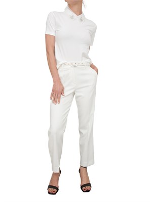 Pantalone elegante bianco Kocca stile minimal con cintura in DONNA