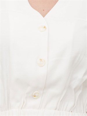 Abito corto Kocca in cotone bianco con coulisse in vita e chiusura bottoni sopra in DONNA