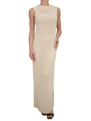 Abito lungo Kocca traforato beige con scollo treccia a V dietro in DONNA
