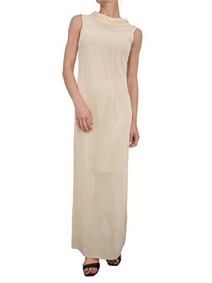 Abito lungo Kocca traforato beige con scollo treccia a V dietro in DONNA