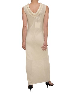 Abito lungo Kocca traforato beige con scollo treccia a V dietro in DONNA