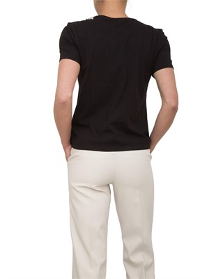T-shirt nera Kocca con doppio dettaglio in strass sul collo in DONNA
