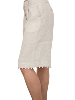 Short Kocca in lino beige con perle applicate sul fondo in DONNA