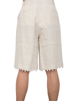 Short Kocca in lino beige con perle applicate sul fondo in DONNA