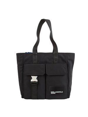 K.LAGERFELD Borsa tote donna Karl Lagerfeld Jeans in nylon nero con tasche in DONNA