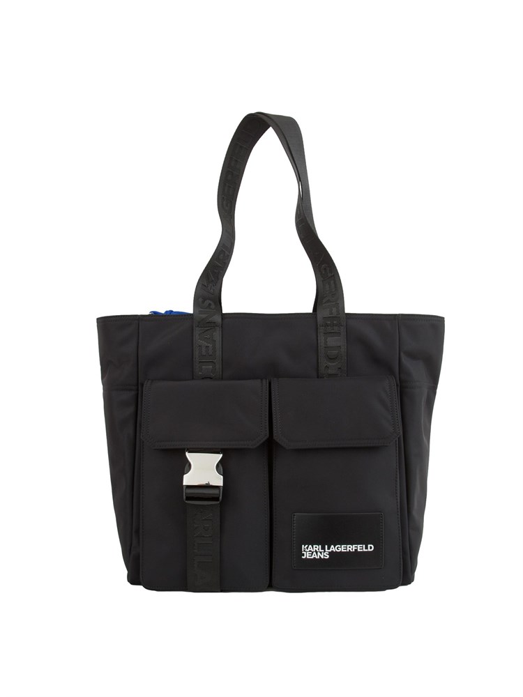 K.LAGERFELD Borsa tote donna Karl Lagerfeld Jeans in nylon nero con tasche