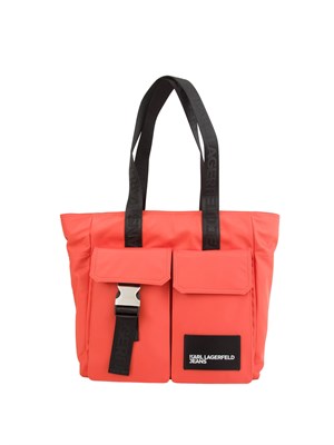 K.LAGERFELD Borsa tote donna Karl Lagerfeld Jeans in nylon corallo con tasche in DONNA